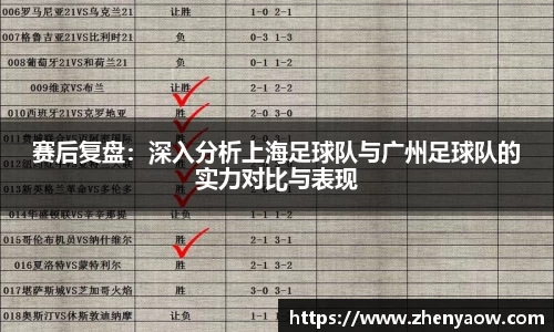 赛后复盘：深入分析上海足球队与广州足球队的实力对比与表现